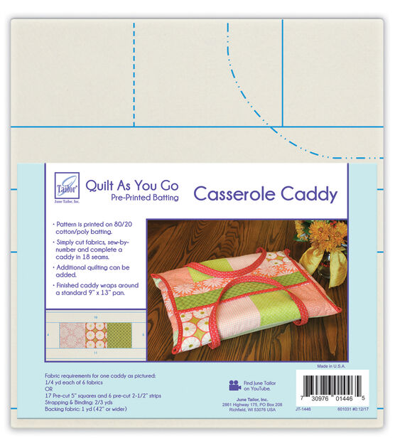 June Tailor Quilt As You Go Pre printed Batting for Casserole Caddy