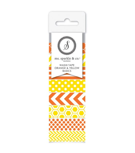 Ms. Sparkle & Co. 8 pk Washi Tapes 0.6 mmx10 yds Orange & Yellow Basics