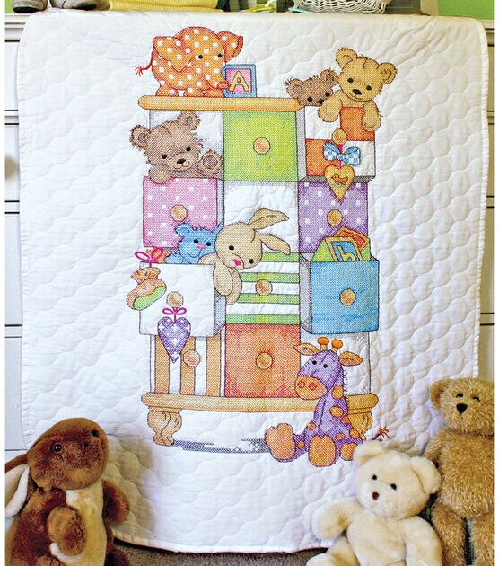 Cute Bear Floral Letters Pattern Quilted cotton Cosmetic Organizer