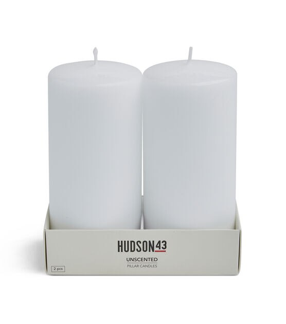3" x 6" White Unscented Pillar Candles 2pk by Hudson 43, , hi-res, image 2