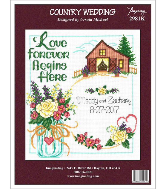 Imaginating 10.5" x 11.5" Country Wedding Counted Cross Stitch Kit