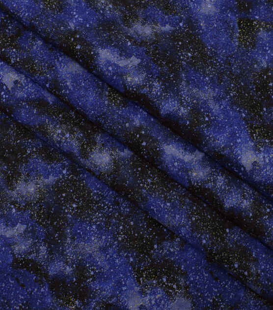 Navy Blue & Blender Quilt Metallic Cotton Fabric by Keepsake Calico, , hi-res, image 2