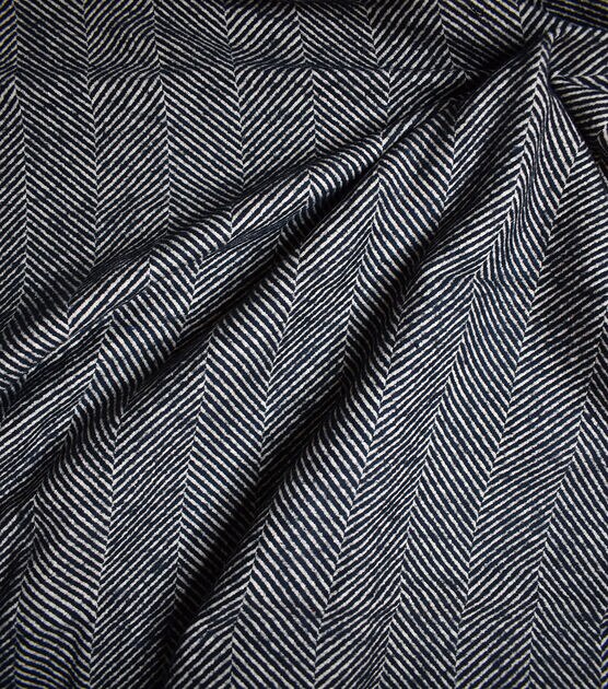 Black & Cream Large Herringbone Heavy Shirting Fabric, , hi-res, image 3