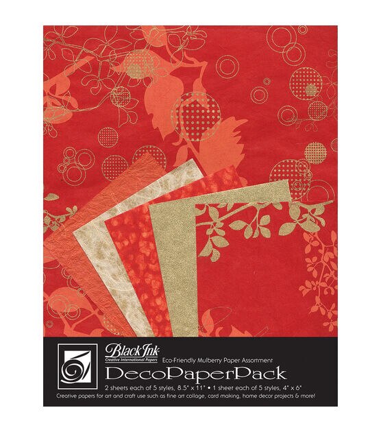 Black Ink Chinaberry Red Deco Paper Pack