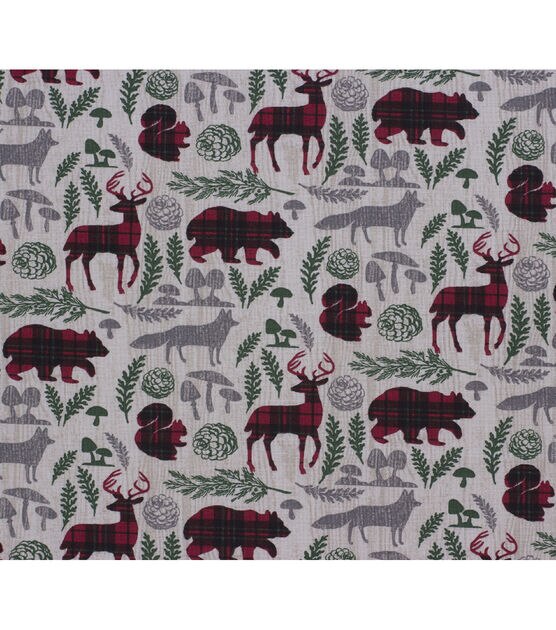Woodland Animals & Leaves Christmas Cotton Fabric