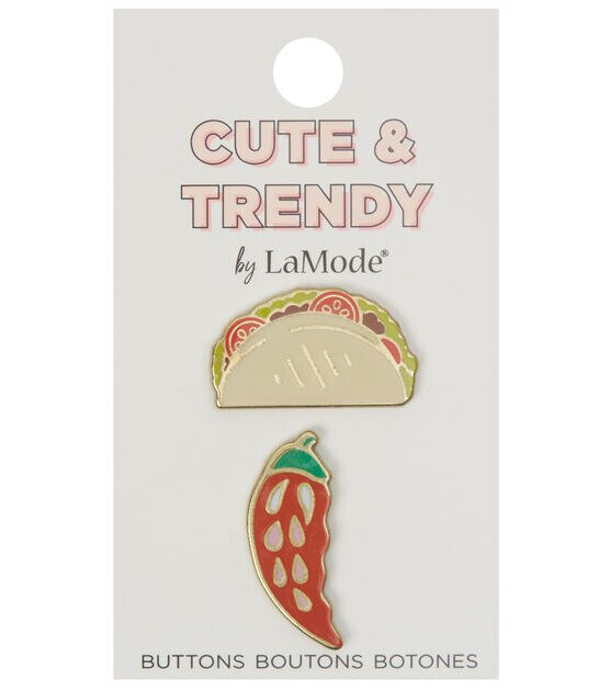 La Mode 1" Multicolor Taco & Pepper Shank Buttons 2ct
