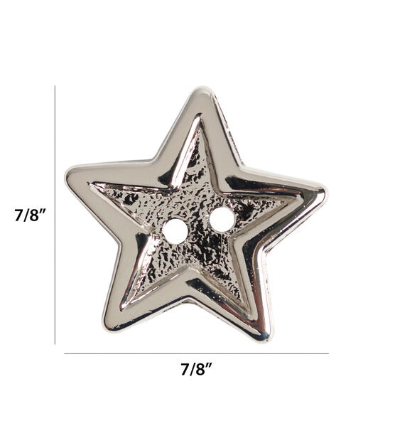 Blumenthal Lansing 7/8" Slimline Silver Star 2 Hole Buttons 3pk, , hi-res, image 4