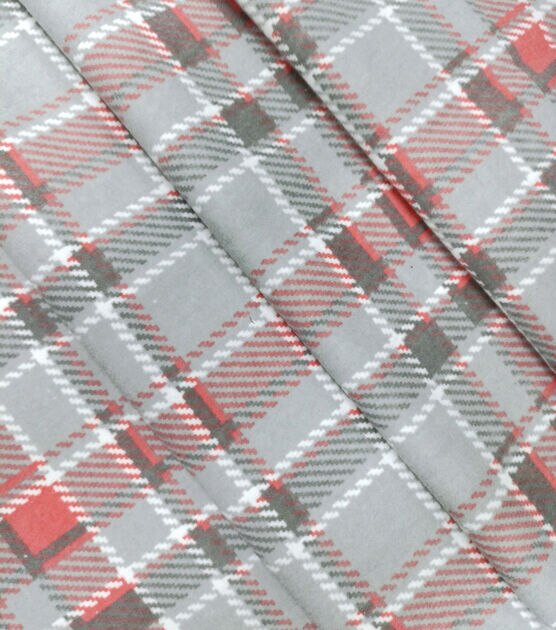 Gray Pink Plaid Super Snuggle Flannel Fabric, , hi-res, image 2