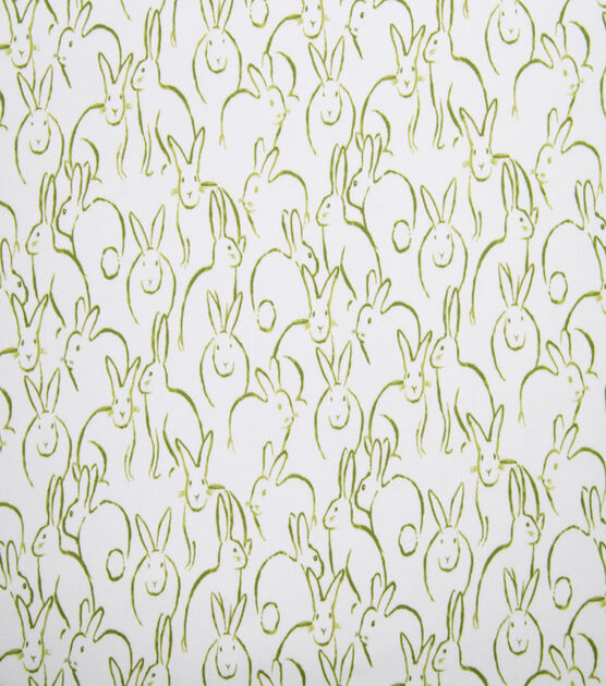Green Bunny Outline Super Snuggle Flannel Fabric