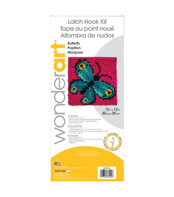 Wonderart Latch Hook Kit 12"X12" Butterfly