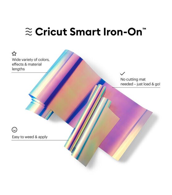 Cricut 13" x 3' Blue Holographic Smart Iron On Heat Transfer Vinyl Roll, , hi-res, image 2