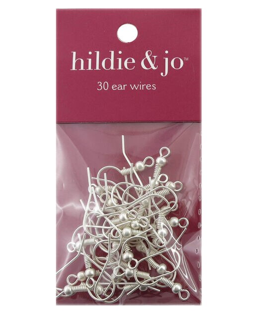 20mm Matte Silver Metal Ball Fish Hook Ear Wires 30pk by hildie & jo