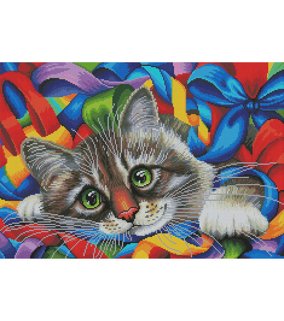 Diamond Art Club 26" x 18" Cat Playing in Ribbons Painting Kit, , hi-res, image 2