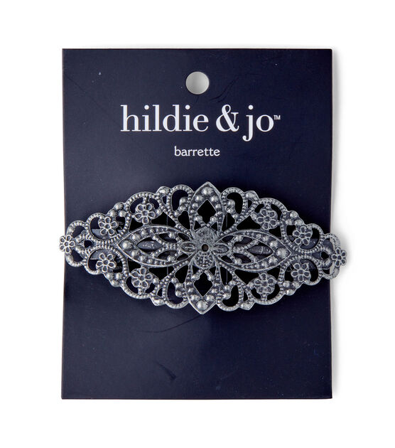 Antique Silver Iron Barrette With Flower Cutout by hildie & jo
