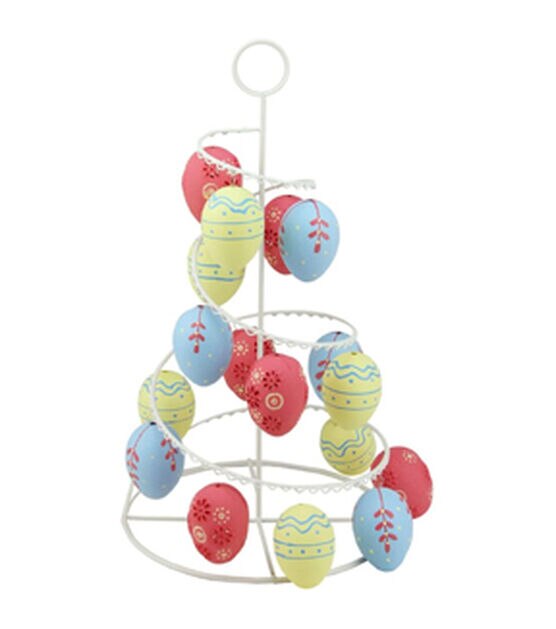 Northlight Easter 14.25" White and Pink Floral Cut Out Easter Egg Tree, , hi-res, image 2