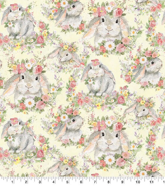 Susan Winget Hello Spring Bunny Easter Cotton Fabric