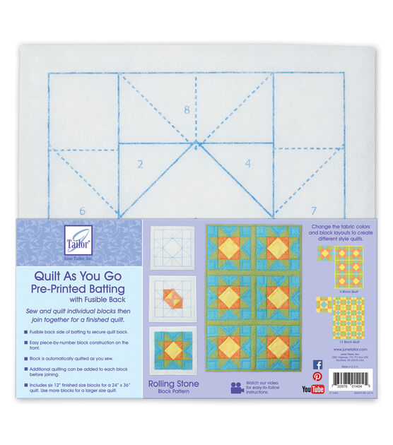 June Tailor Quilt As You Go Quilt Batting - Rolling Stone Pattern