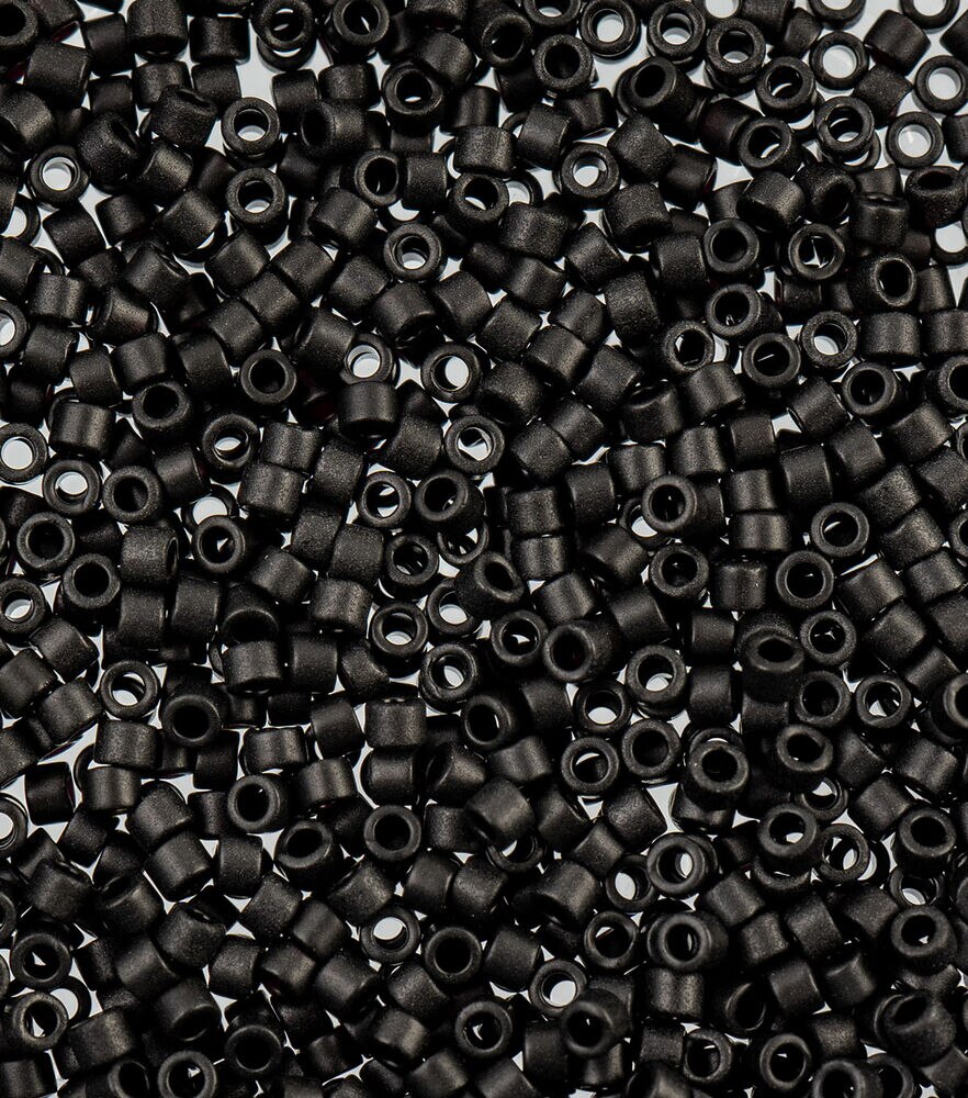 Delica Seed Beads 5G 11/0, Black Matte, swatch, image 1