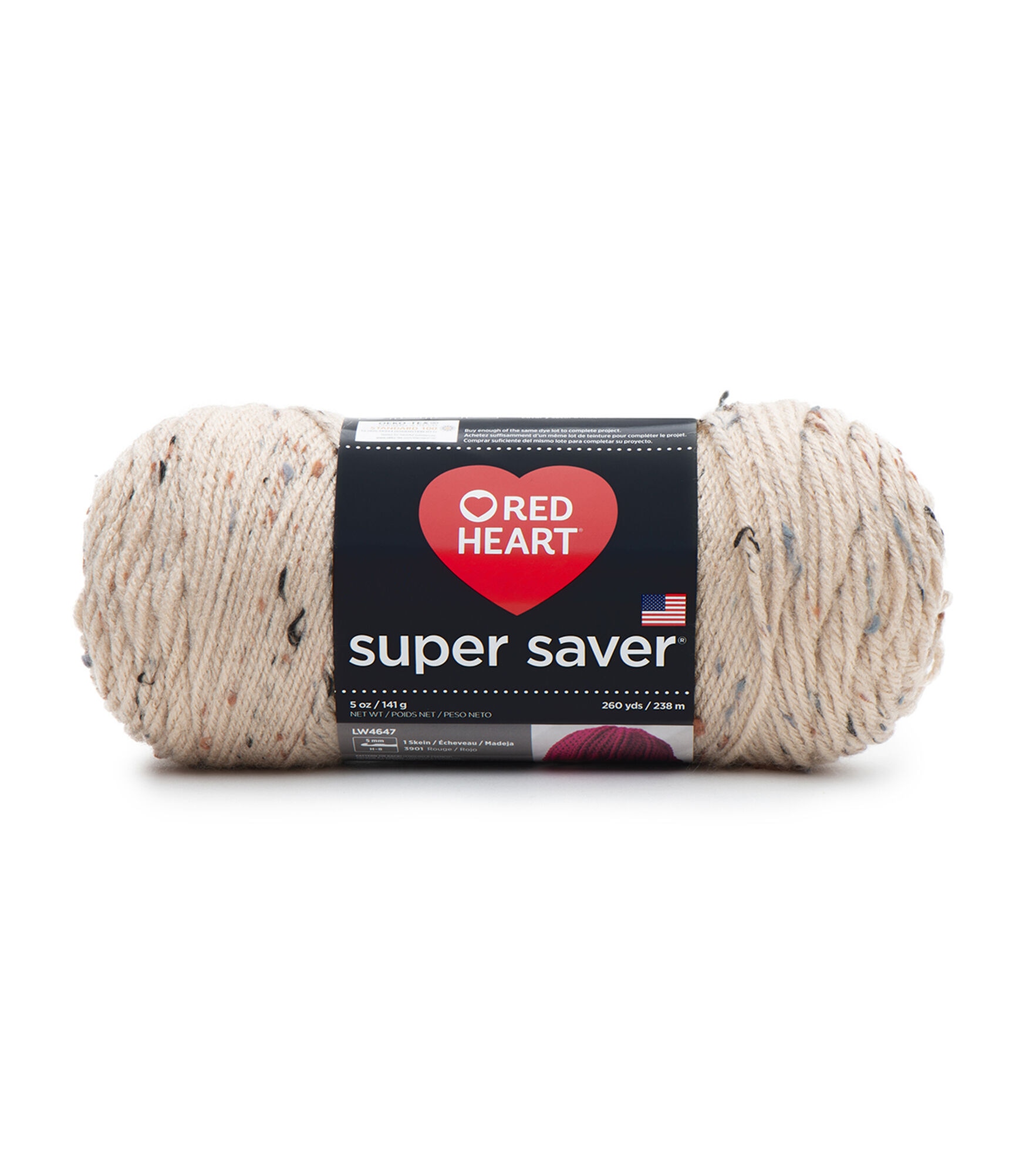 Red Heart Super Saver Worsted Acrylic Yarn, Buff Fleck, hi-res