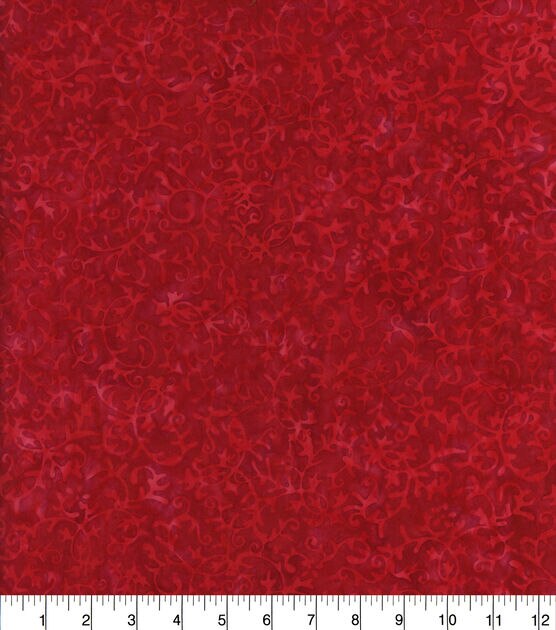Deep Red Vine Batik Cotton Fabric, , hi-res, image 2