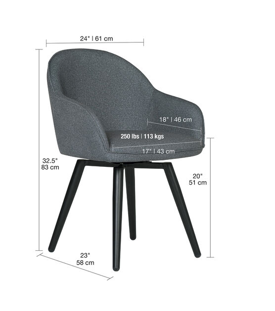 Studio Designs Dome Swivel Arm Chair Charcoal & Black, , hi-res, image 9