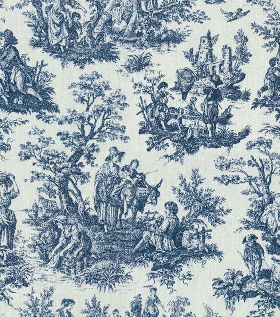 Waverly Imagery Sky Blue Watercolor Toile Fabric by the Yard