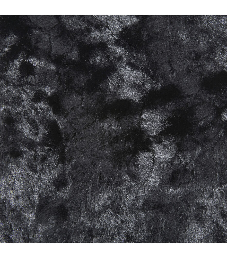 Rabbit Faux Fur Fabric, Black, swatch, image 4