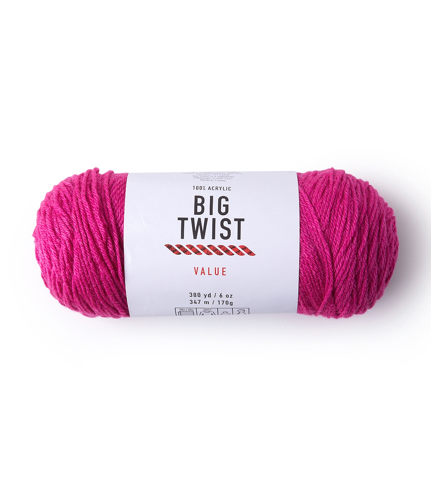 Value 380yd Worsted Acrylic Yarn by Big Twist, Magenta, hi-res
