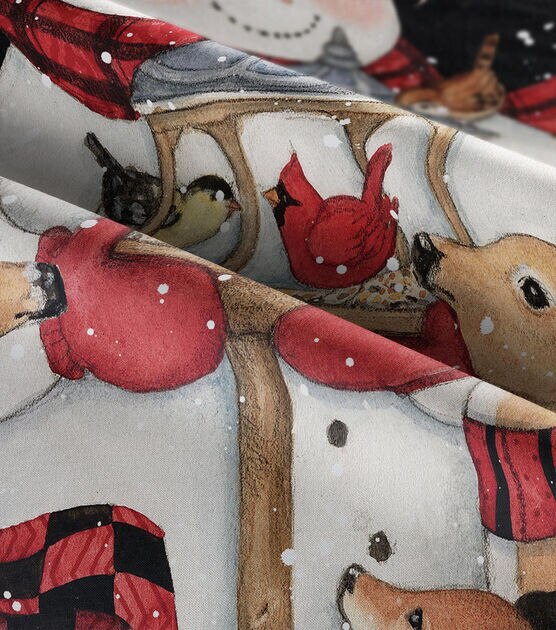 Susan Winget Snowman & Deer Christmas Quilt Panel Cotton Fabric, , hi-res, image 2