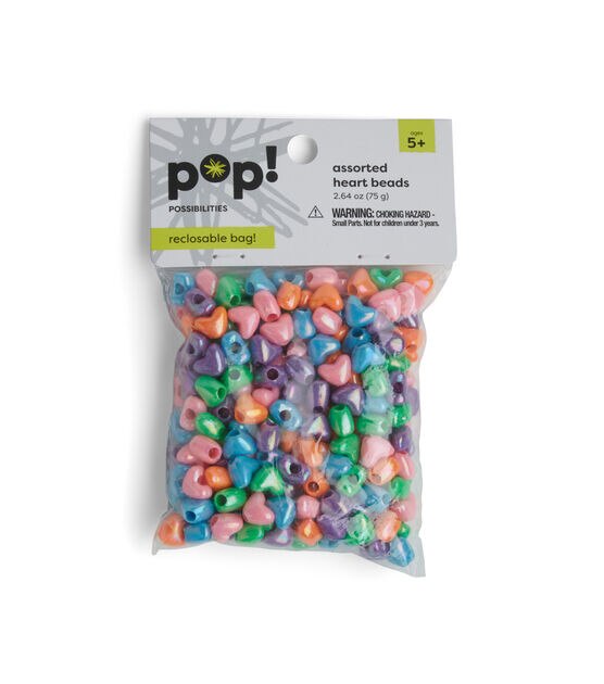 POP! Possibilities 7mm Heart Beads - Iridescent Pastel