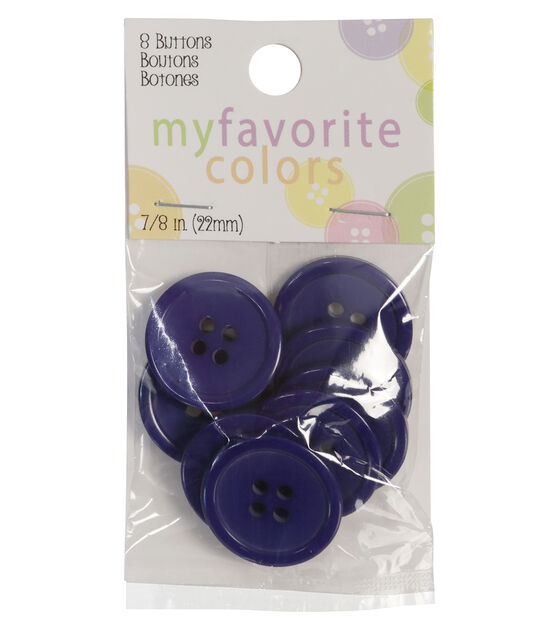 My Favorite Colors 7/8" Navy Blue Round 4 Hole Buttons 8pk