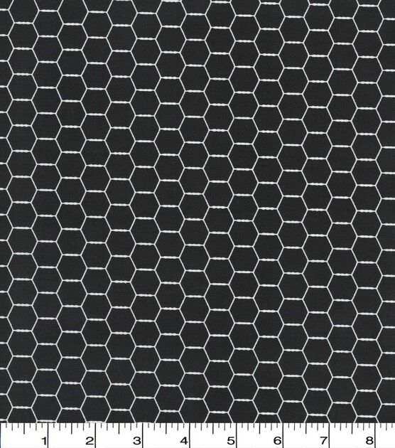 Hexagon Wire on Black Quilt Cotton Fabric by Quilter's Showcase, , hi-res, image 2