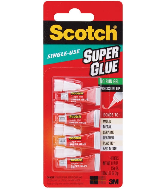 3M Scotch Single Use Super Glue Gel 4Pk 0.017 Ounces
