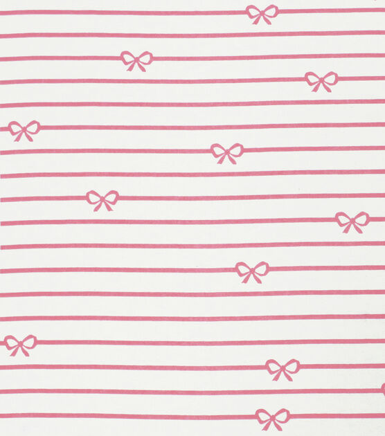 Pink Bow Stripe Super Snuggle Flannel Fabric