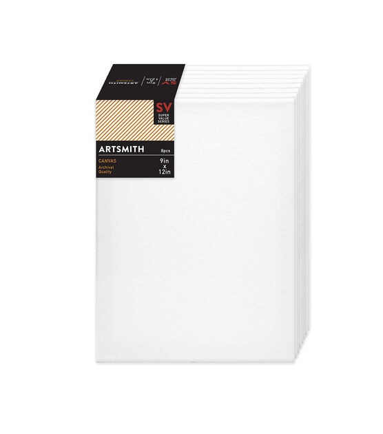 9" x 12" Stretched Super Value Pack Cotton Canvas 8pk by Artsmith, , hi-res, image 1