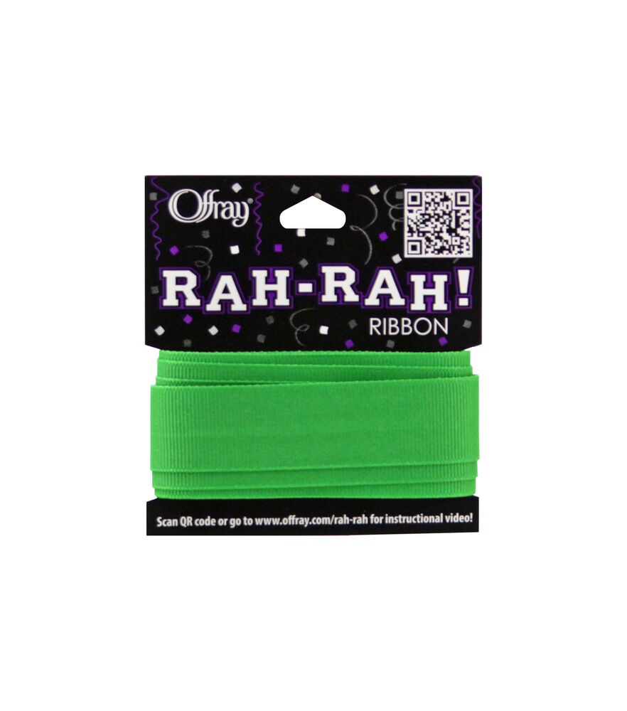 Offray Rah Rah 7/8" x 9' Grosgrain Ribbon, Apple Green, swatch