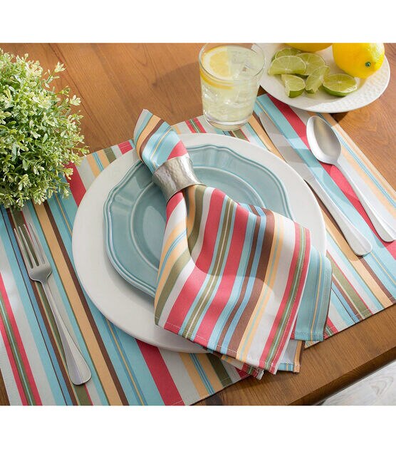 Design Imports Summer Stripe Outdoor Napkins, , hi-res, image 6
