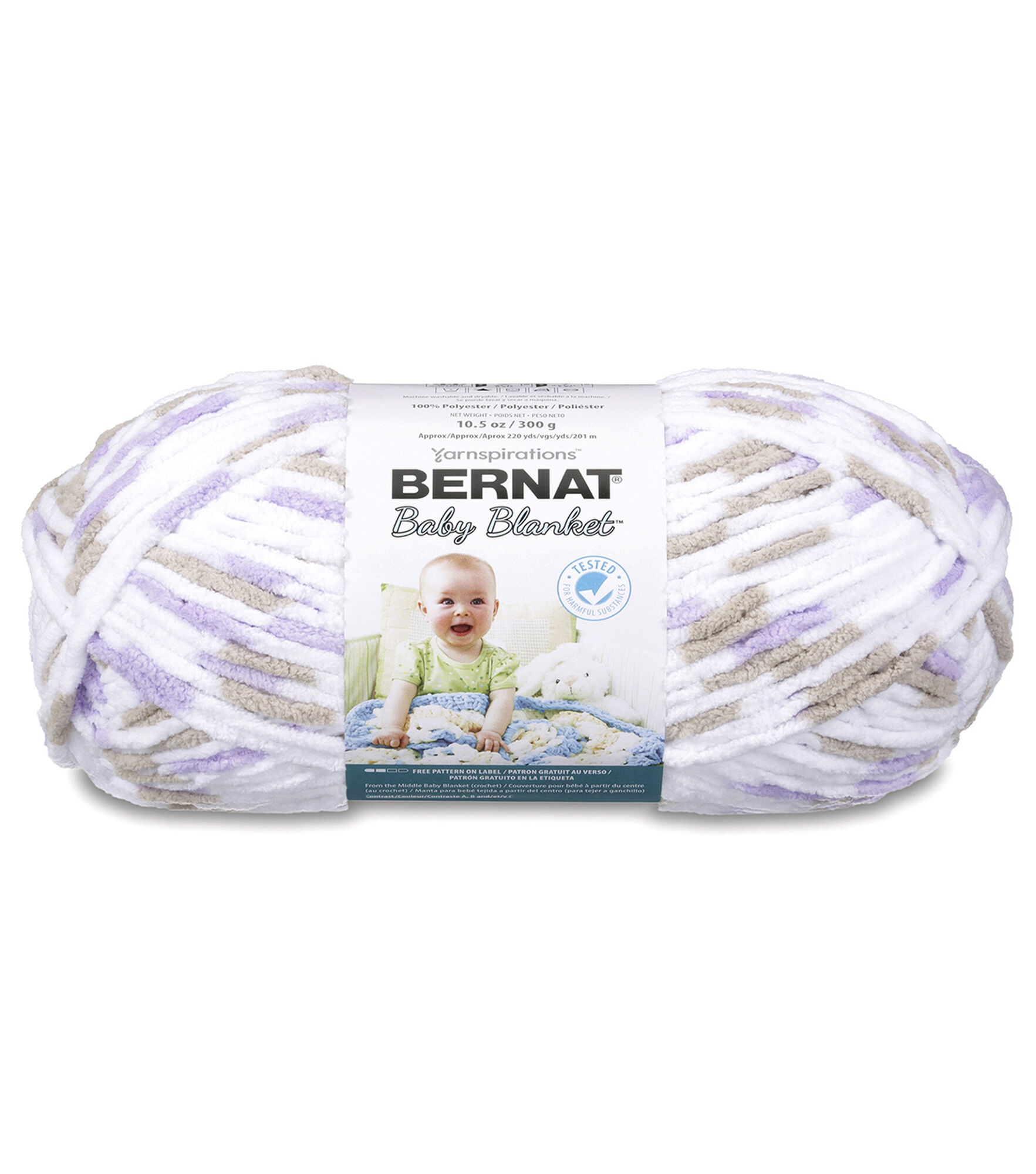 Bernat Baby Blanket 220yds Super Bulky Polyester Variegated Yarn, Little Lilac Dove, hi-res
