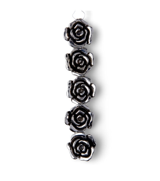 4" Silver Plated Plastic Rose Bead Strand by hildie & jo, , hi-res, image 2