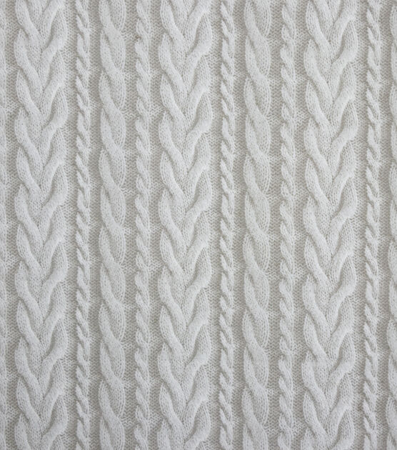 Cream Cable Knit Cotton Canvas Home Decor Fabric