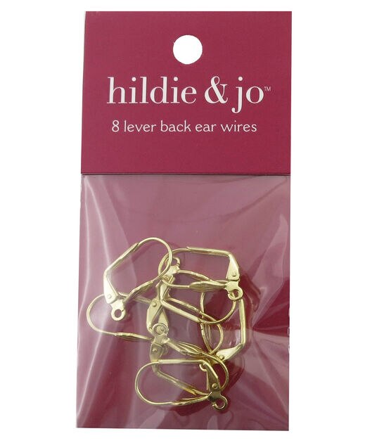17mm Gold Metal Lever Back Shell Ear Wires 8pk by hildie & jo