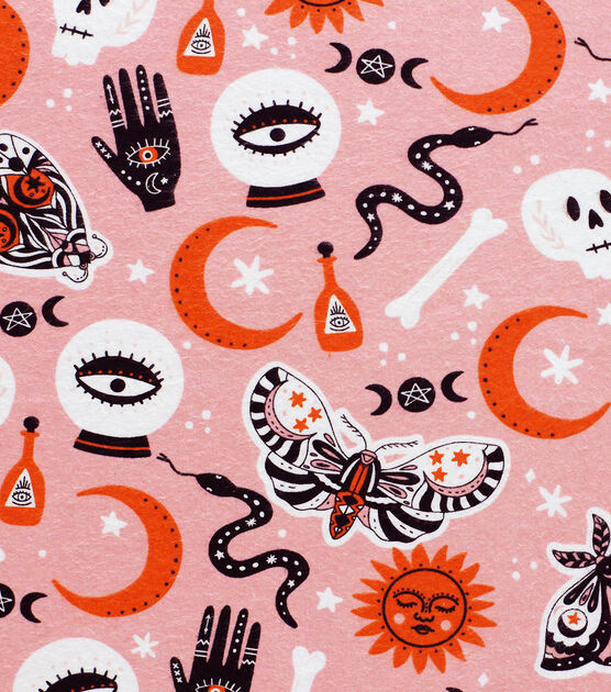 Super Snuggle Spooky Pink Icons Flannel Fabric