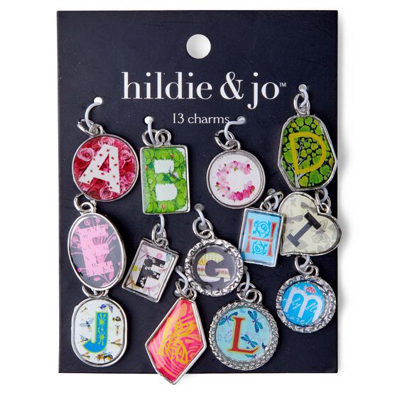 hildie & Jo 13ct Multicolor A Through M Letter Charms - Charms - Beads & Jewelry Making