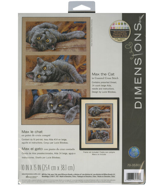 Dimensions 10" x 15" Max the Cat Counted Cross Stitch Kit