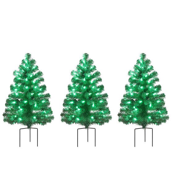 Mr. Christmas 2.5' Pre Lit Alexa Enabled Pathway Christmas Trees 3ct, , hi-res, image 3