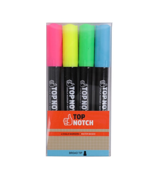 4pk Neon Broad Tip Chalk Markers by Top Notch