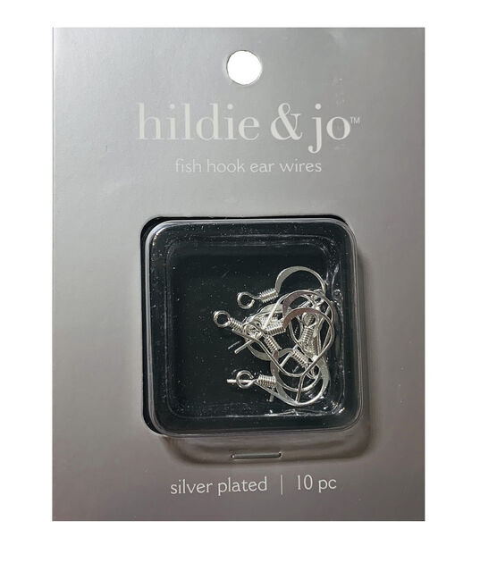17mm Silver Plated Metal Fish Hook Ear Wires 10pk by hildie & jo