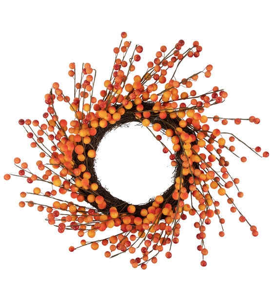 Northlight 14" Orange & Red Berry Artifical Fall Harvest Twig Wreath