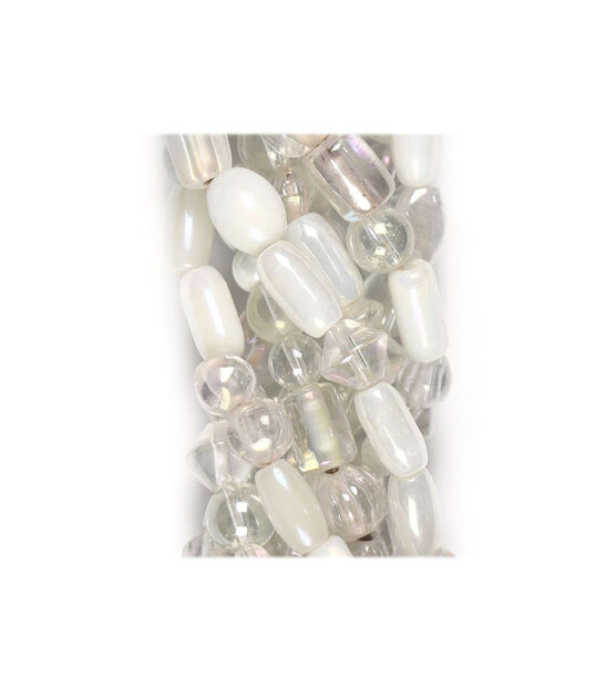 14" White & Clear Multi Strand Glass Beads by hildie & jo, , hi-res, image 2