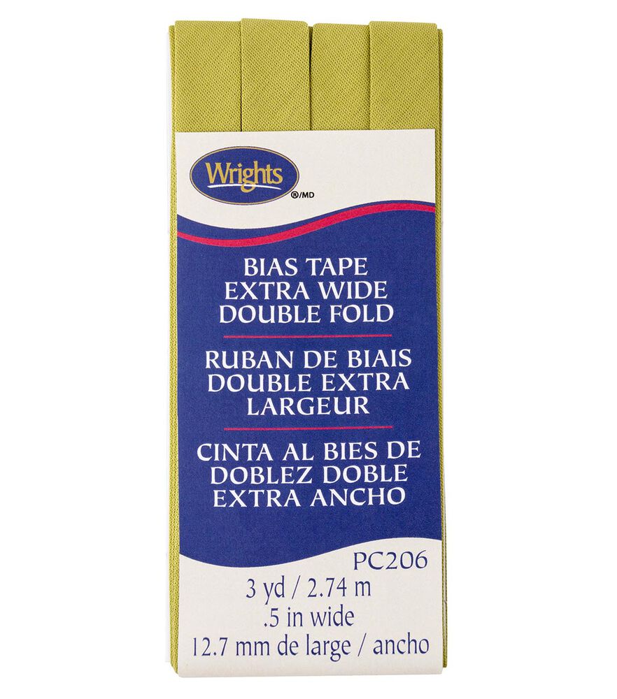 Wrights 1/2" x 3yd Extra Wide Double Fold Bias Tape, Dill Pickle, swatch